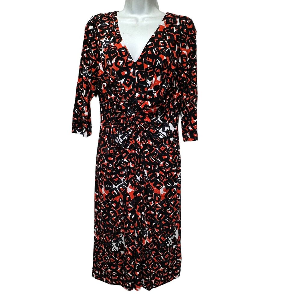 david meister geometric 3/4 sleeve dress Size 6